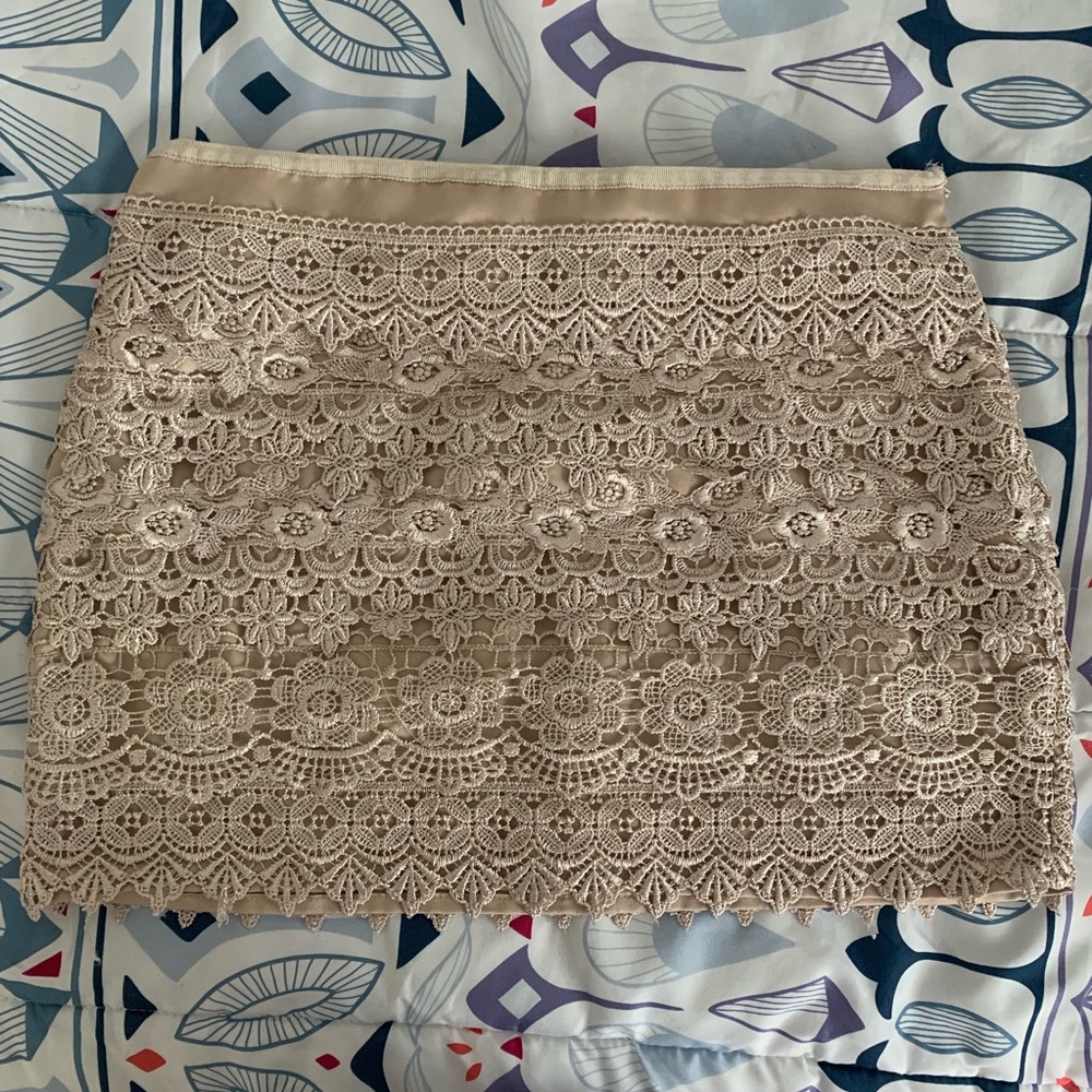 Gold Crochet Mini Skirt